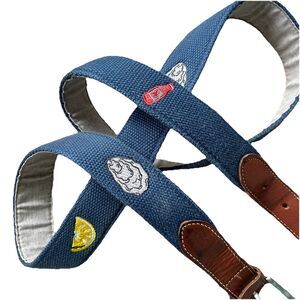 Vineyard Vines Blue Oyster Club Canvas Leather Belt Size 52 lemon hot sauce fest